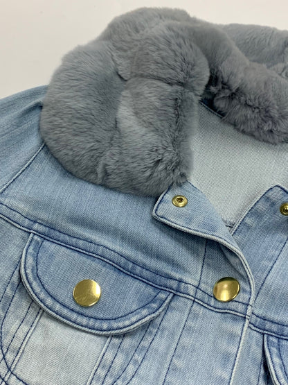 トゥービーシック W7E02-420-20 デニムジャケット 46 ブルー ボレロ レッキスラビット ファー ゴールドボタン 2way ITASOHAKLMZC