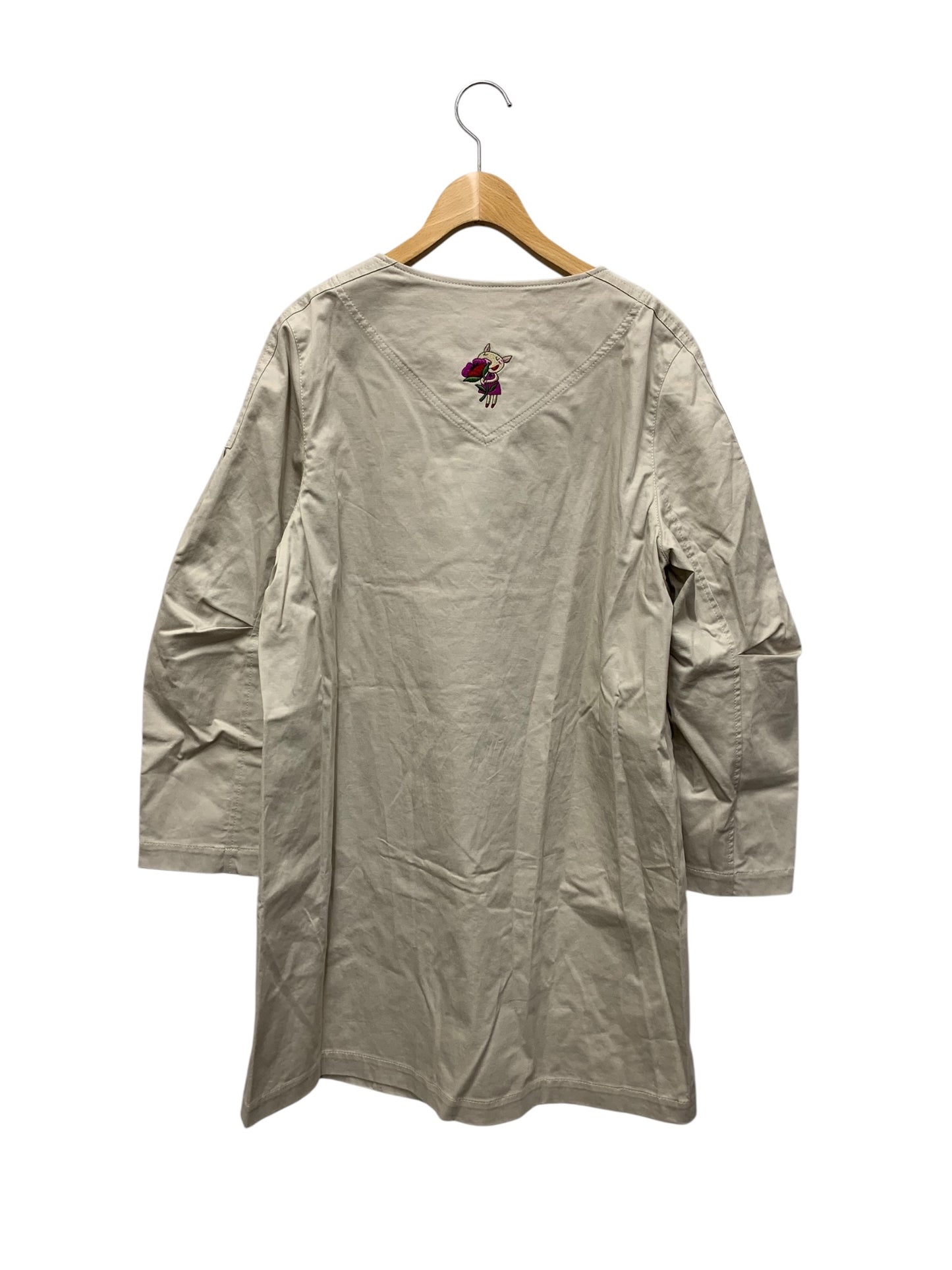 アルベロベロ 713823 コート F ベージュ ノーカラー ぶたさん フラワーモチーフ ITG2WN5EGSYO