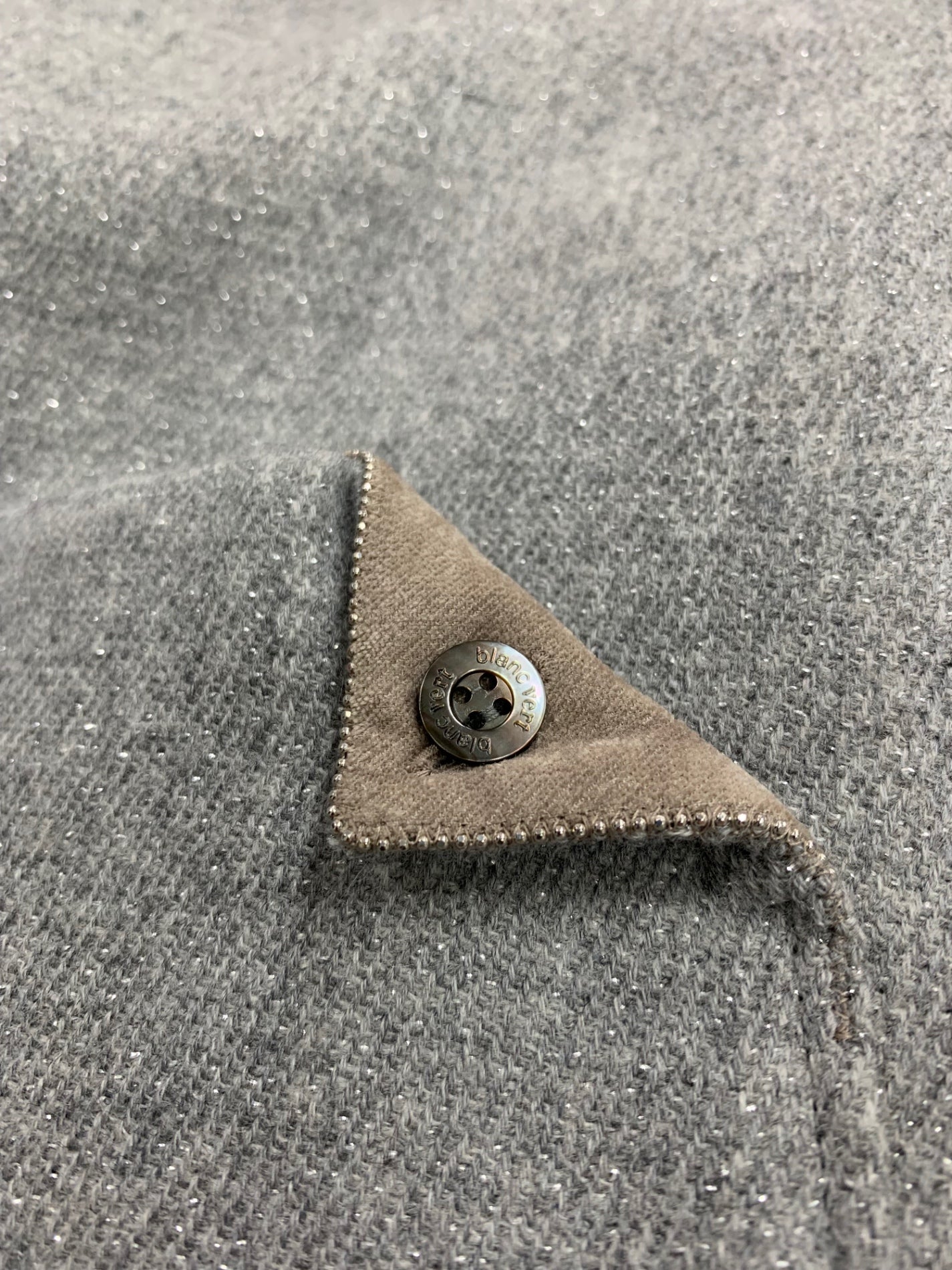 ブランベール LB4435131 ノーカラージャケット 40 グレー ジップ カシミヤ ラメ ITH1SMYNDREY