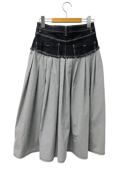 エムズグレイシー Denim x Stripe Skirt 017137 デニムスカート 38 ブラック ストライプ リボン IT5H1E189F7H
