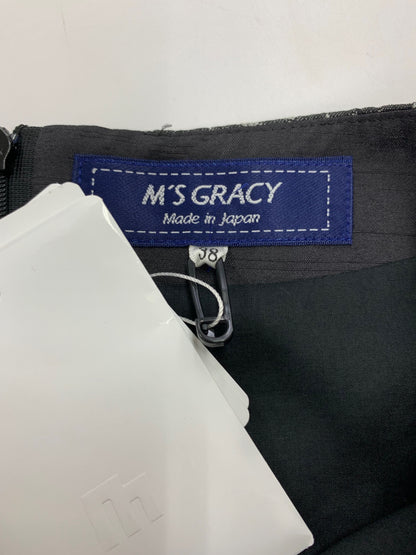 エムズグレイシー 511507 ワンピース 38 グレー フラワーモチーフ フロントジップ リボン ITXZM1LHSVHC