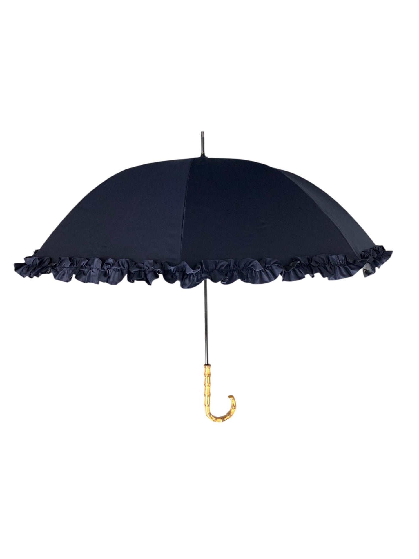 サンバリア100 長傘 Mサイズ フリル ネイビー 晴雨兼用傘 完全遮光 ITKIRS8JHDL6