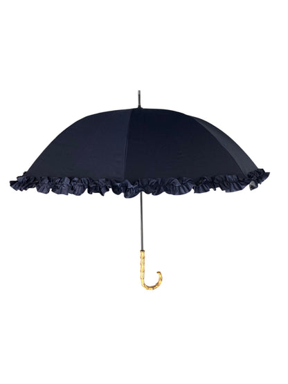 サンバリア100 長傘 Mサイズ フリル ネイビー 晴雨兼用傘 完全遮光 ITKIRS8JHDL6