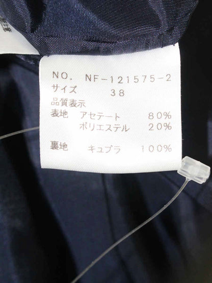 エムズグレイシー 121575 コート 38 ネイビー フロントボタン 花柄 エンボス加工 襟付 IT2LS29SB50G
