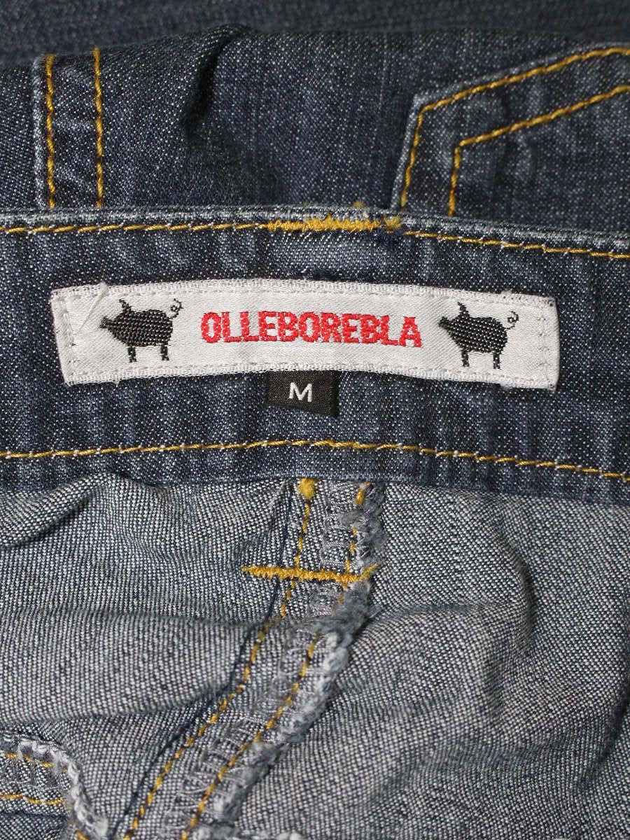 アルベロベロ 218682 パンツ M ネイビー デニム ギャザー加工 ぶたさんモチーフ ITA0O62I5A7C