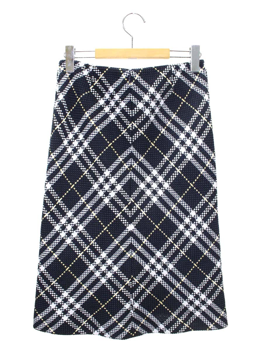 バーバリーロンドン FXA43-018 スカート 38 ネイビー チェック ITGLKR7ZF7V4
