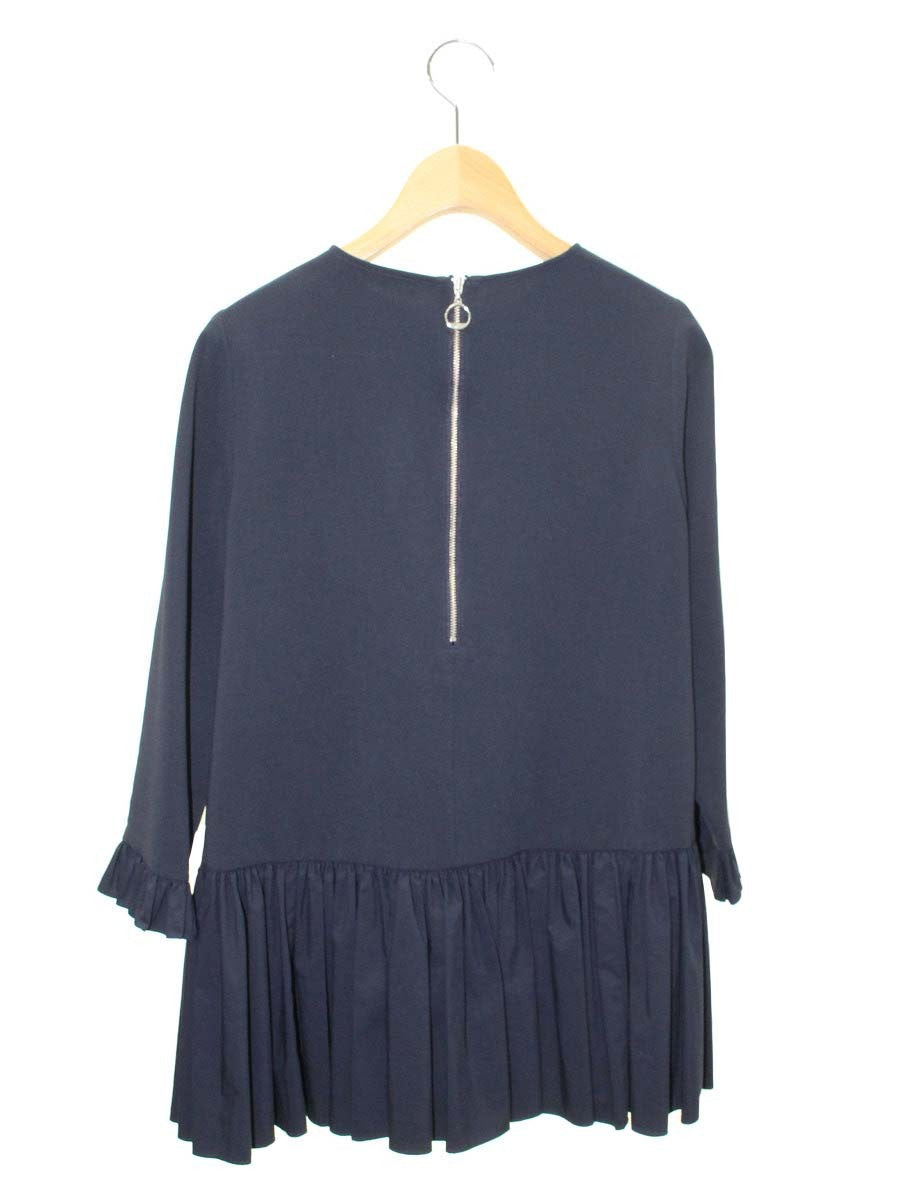 エムプルミエブラック 異素材切替ペプラムブラウス C340-603 32 ネイビー ITZWMWN6CKG0