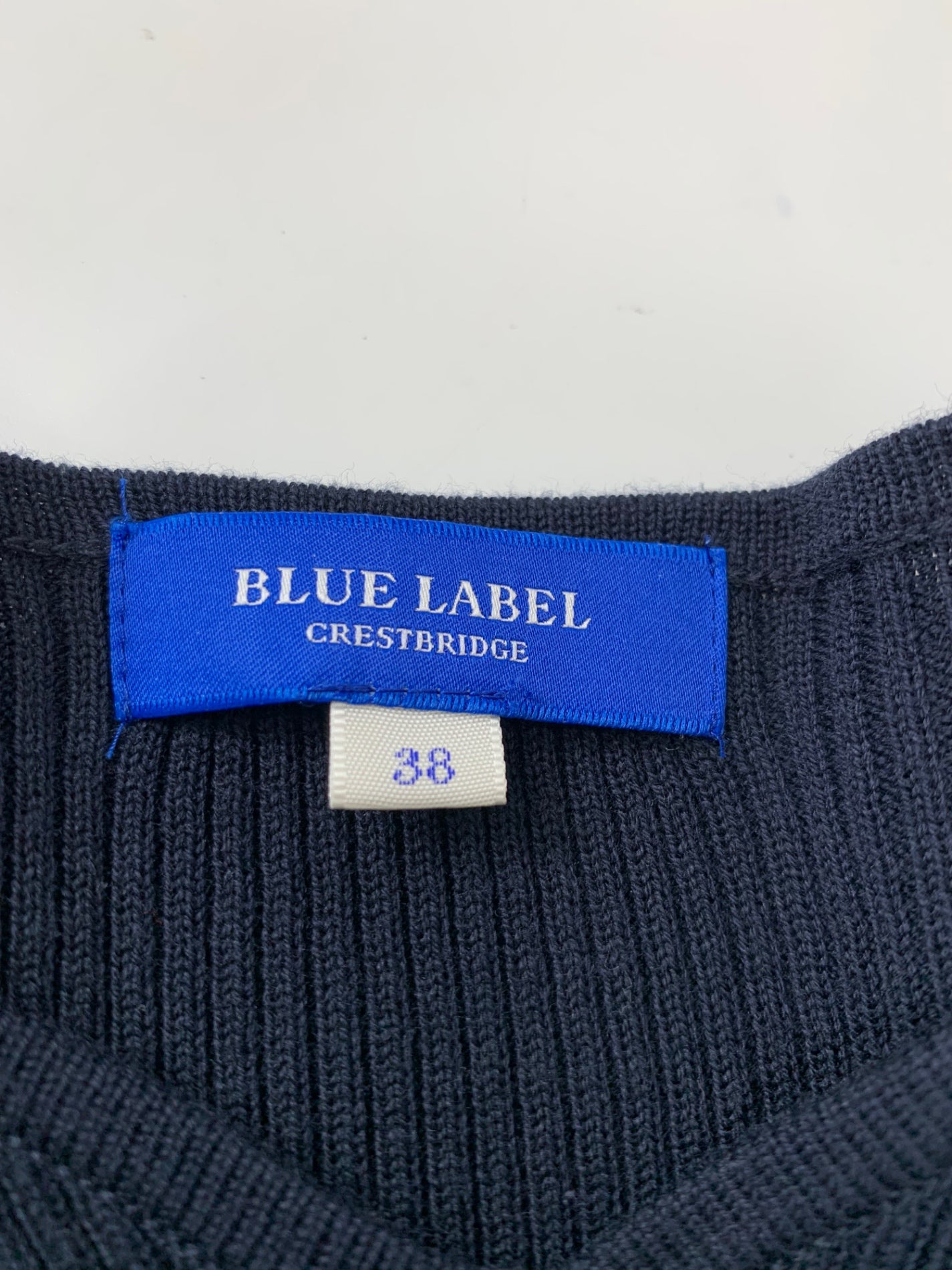 ブルーレーベルクレストブリッジ 55J79-176-29 ワンピース 38 ネイビー 切替 ニット チェック ITWNW2N46GPW