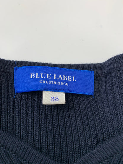 ブルーレーベルクレストブリッジ 55J79-176-29 ワンピース 38 ネイビー 切替 ニット チェック ITWNW2N46GPW