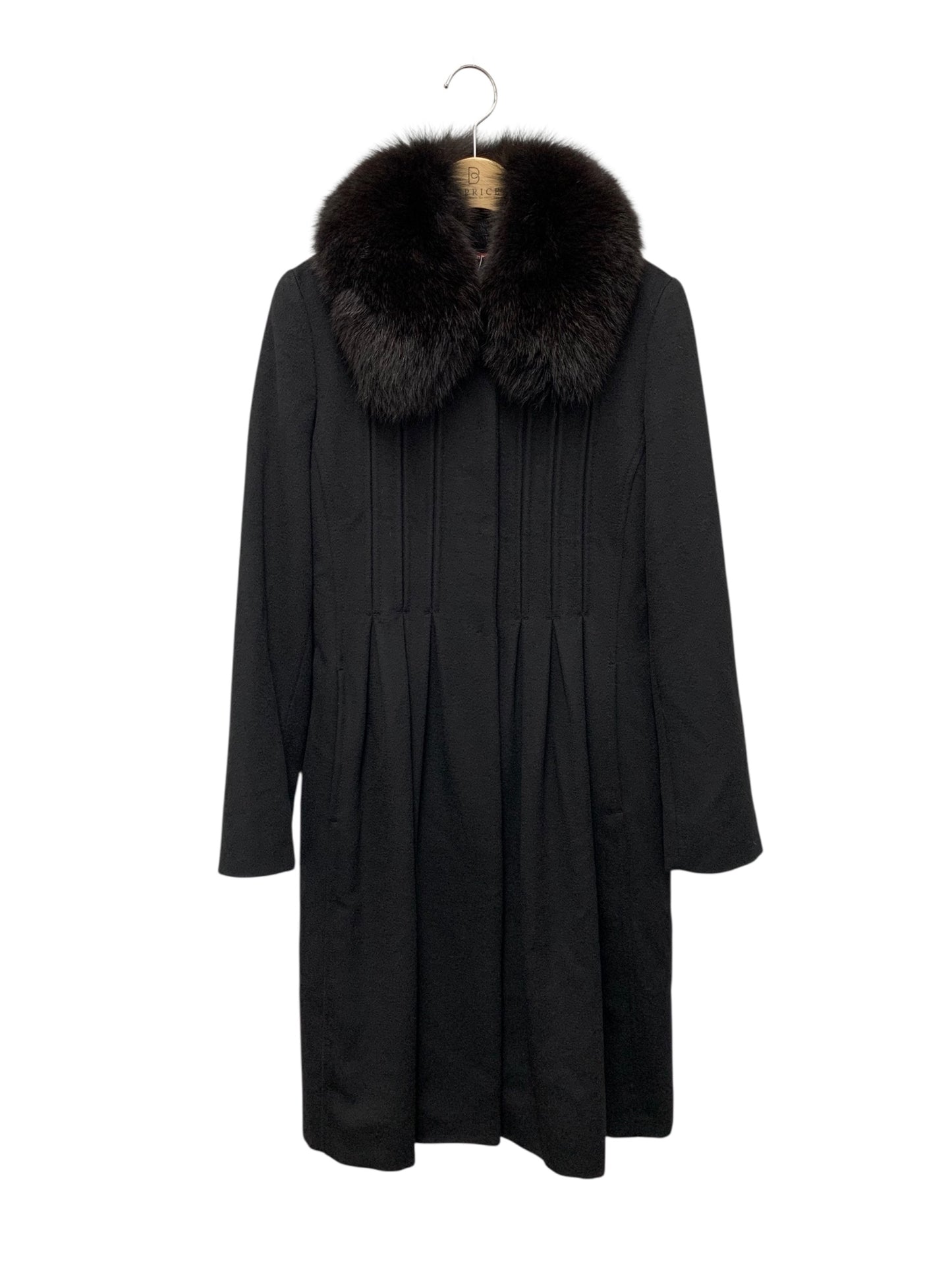 マックスマーラステュディオ 60861023000 コート 36 ブラック タック フレア ウール リアルファー ITL14VM7SEW8 【SALE】