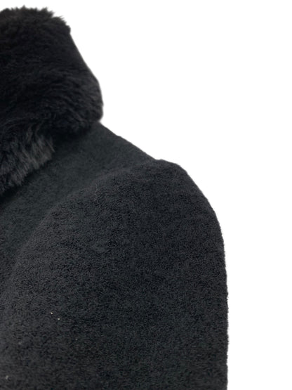 エムズグレイシー 814524 ジャケット 38 ブラック ウール混 フェイクファー衿 ビジューボタン ITBHFNXP77LI