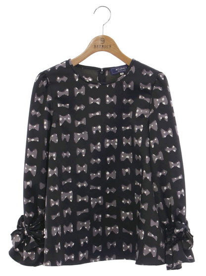 エムズグレイシー 010509 ブラウス 40 ブラック リボン 総柄 ITCYNH7OOOG8