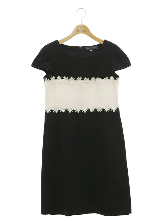 エムズグレイシー 421314 ワンピース 40 ブラック フラワーモチーフ ITHSBASXF59W