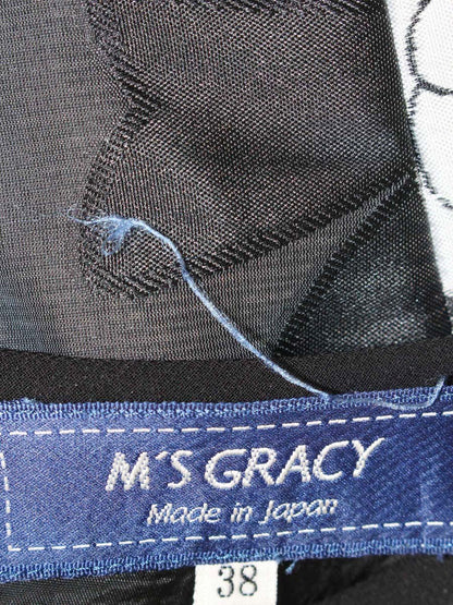 エムズグレイシー ブラウス 810106 Tシャツ カットソー 38 チャコール カメリア リボン パフスリーブ ITN4MQ5KK6VX