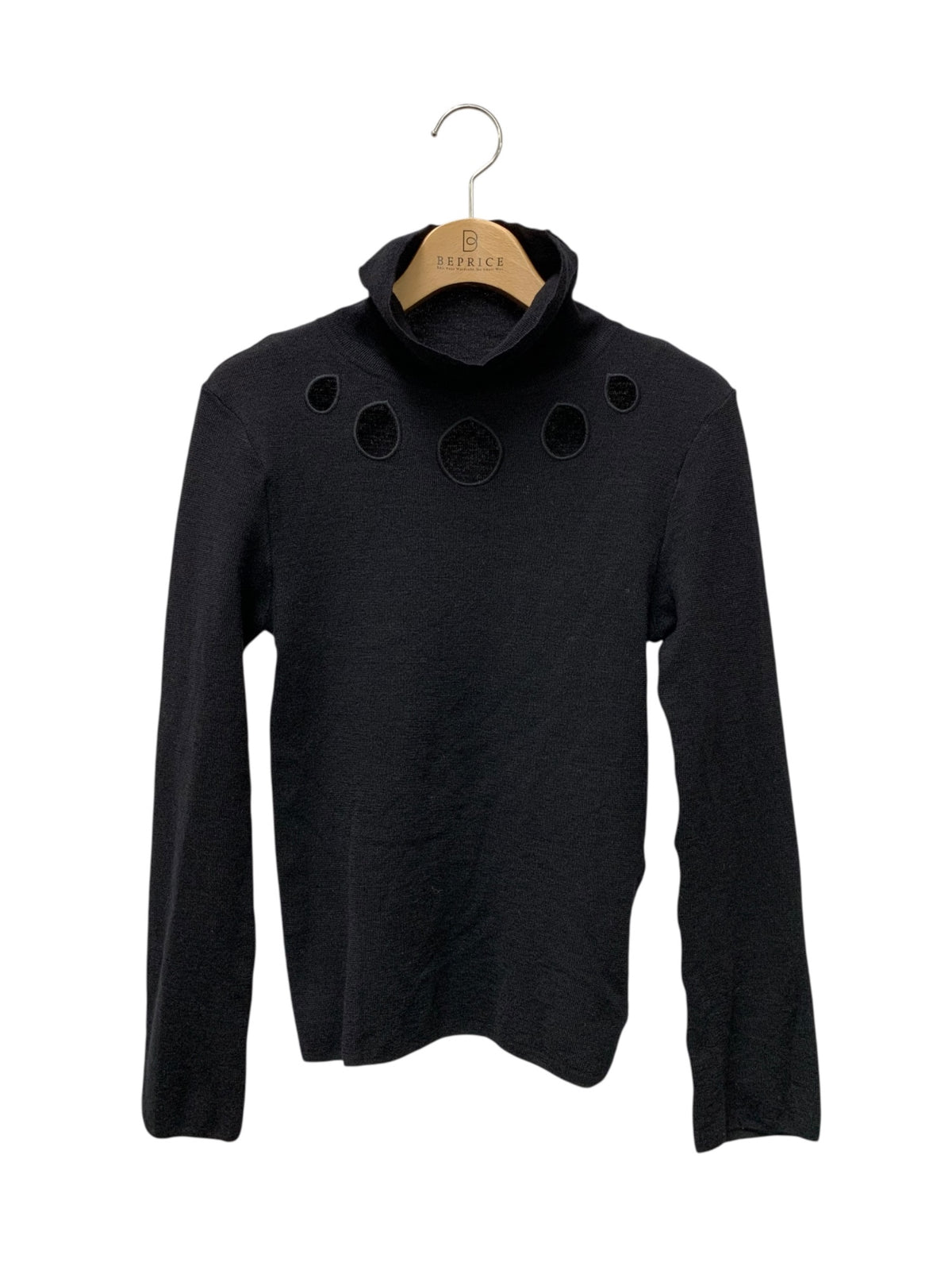サトカ Freesia STK03-14-01 ニット F ブラック ドロップ型カットアウト 25AW ITVZJI8BQ1HG