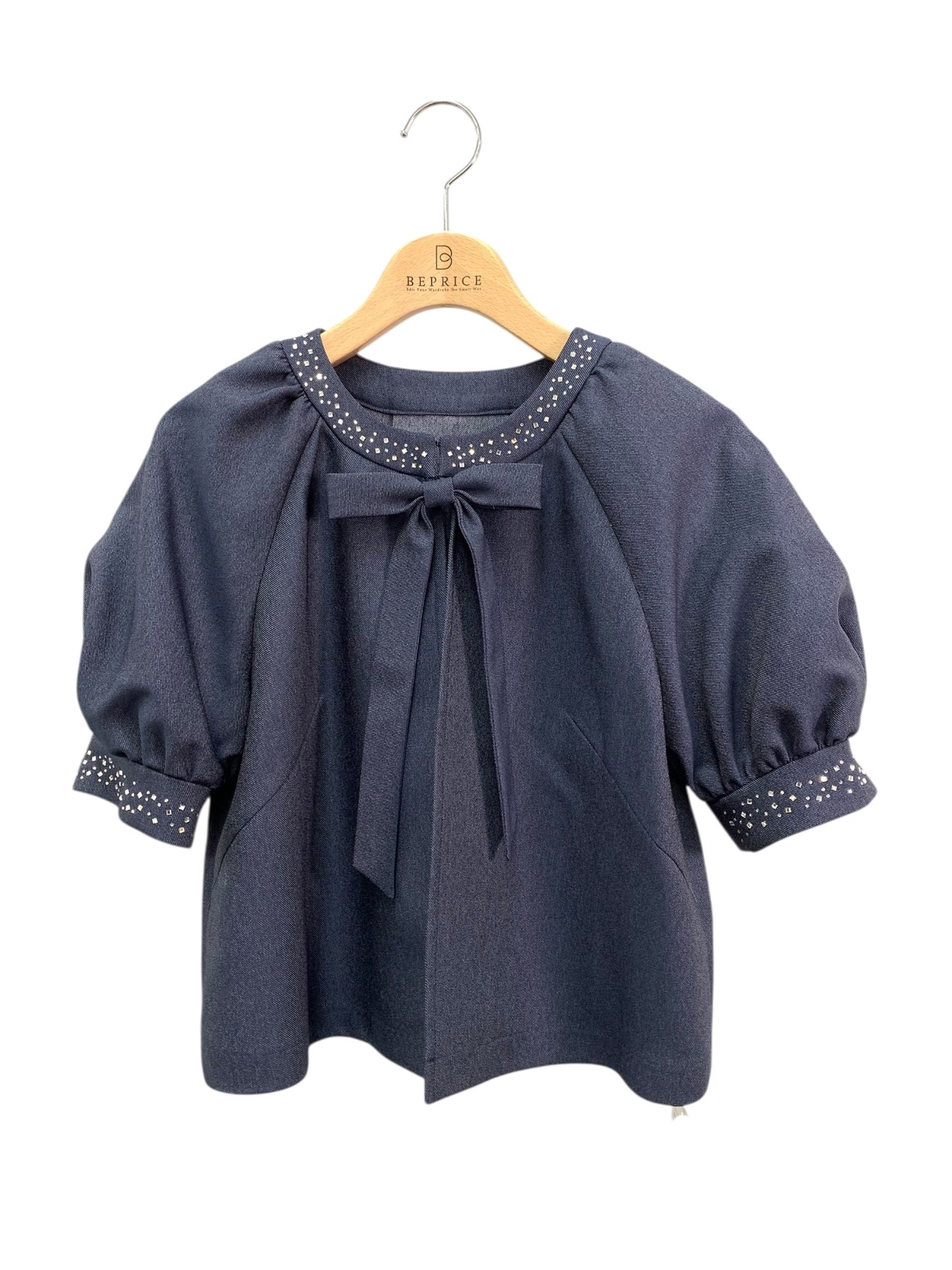 ルネ 5513050 ジャケット 34 ブルー デニム風 ラインストーン リボン ITO2GOK21LPA