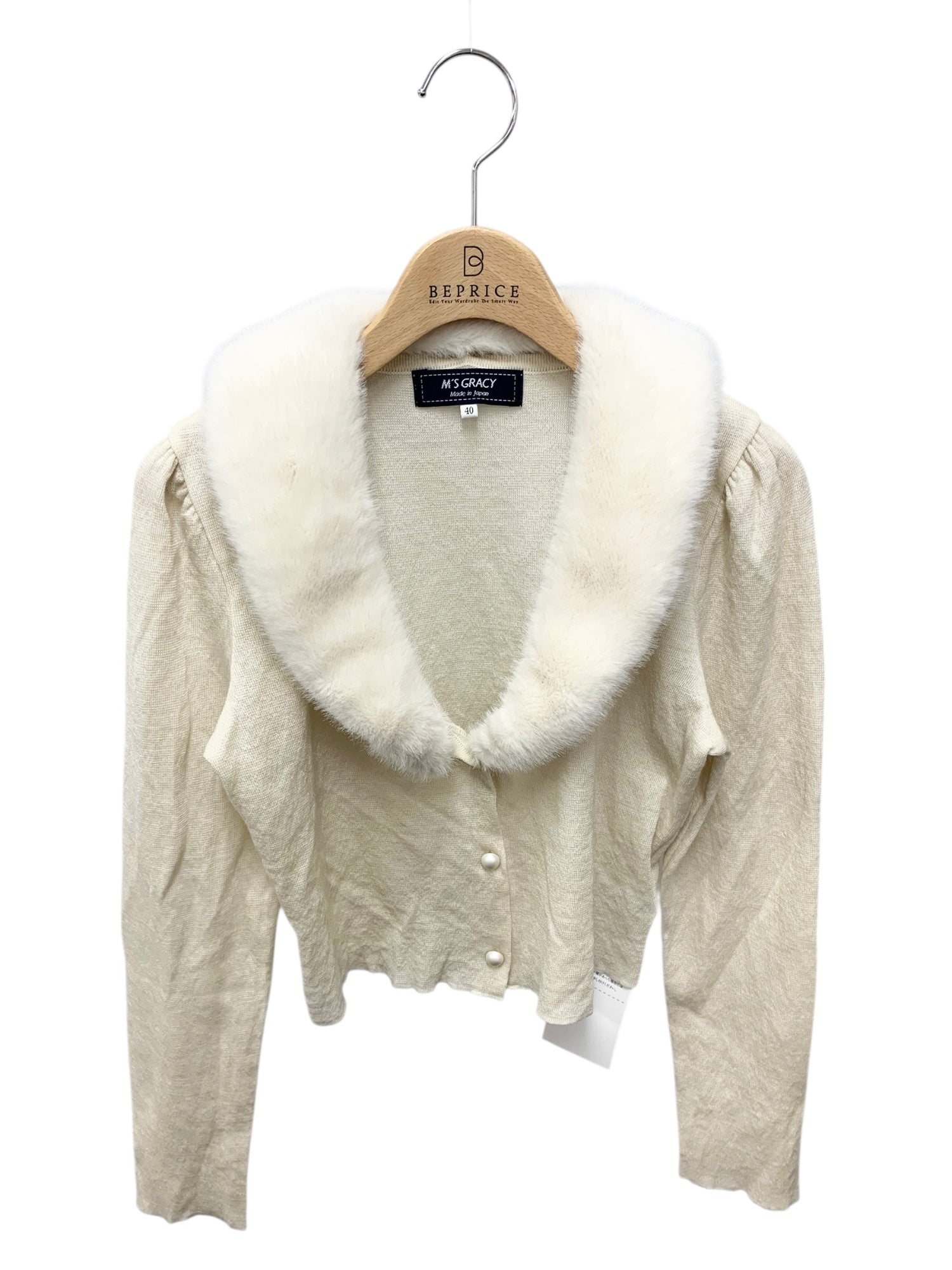 エムズグレイシー 218706 カーディガン 40 アイボリー ウール