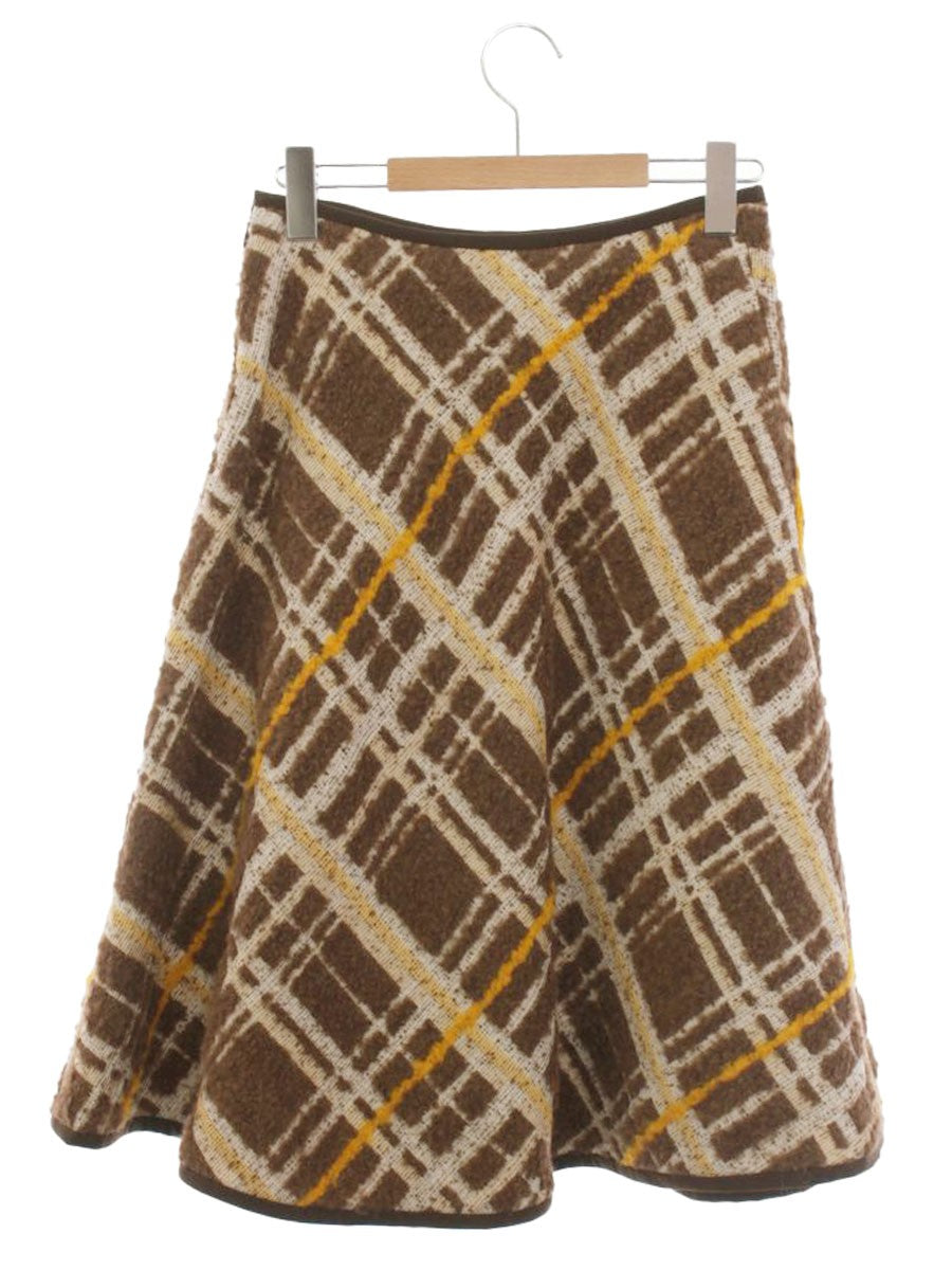 エムズグレイシー 017541 スカート 38 ブラウン チェック柄 リボン IT4HGMH8NN0K