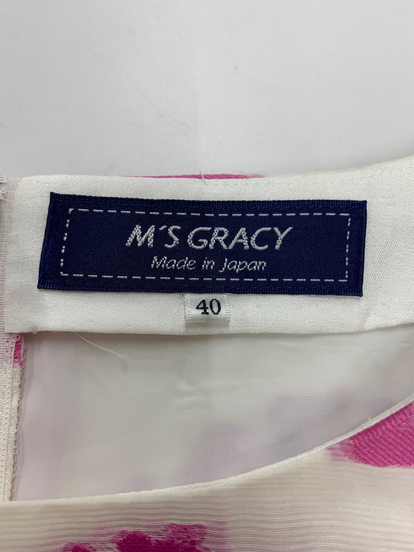 エムズグレイシー Jacquard Pink Dress 911332 ワンピース 40 ホワイト