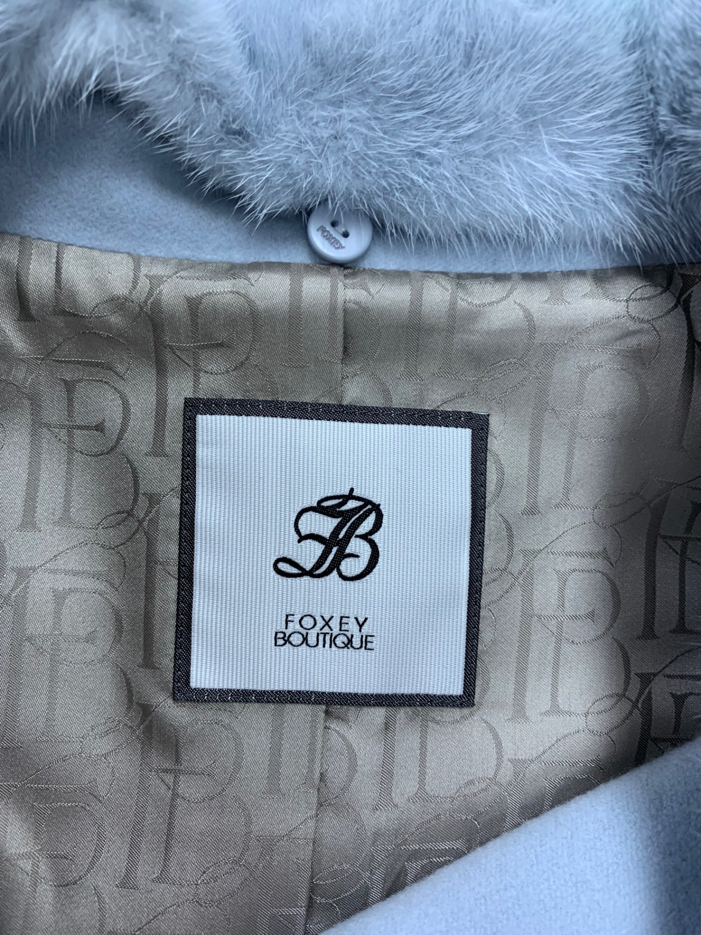 フォクシーブティック Coat Conserved Foxey 39265 コート 40 ブルー カシミヤ ミンクファー IT3MGQR6DD4W