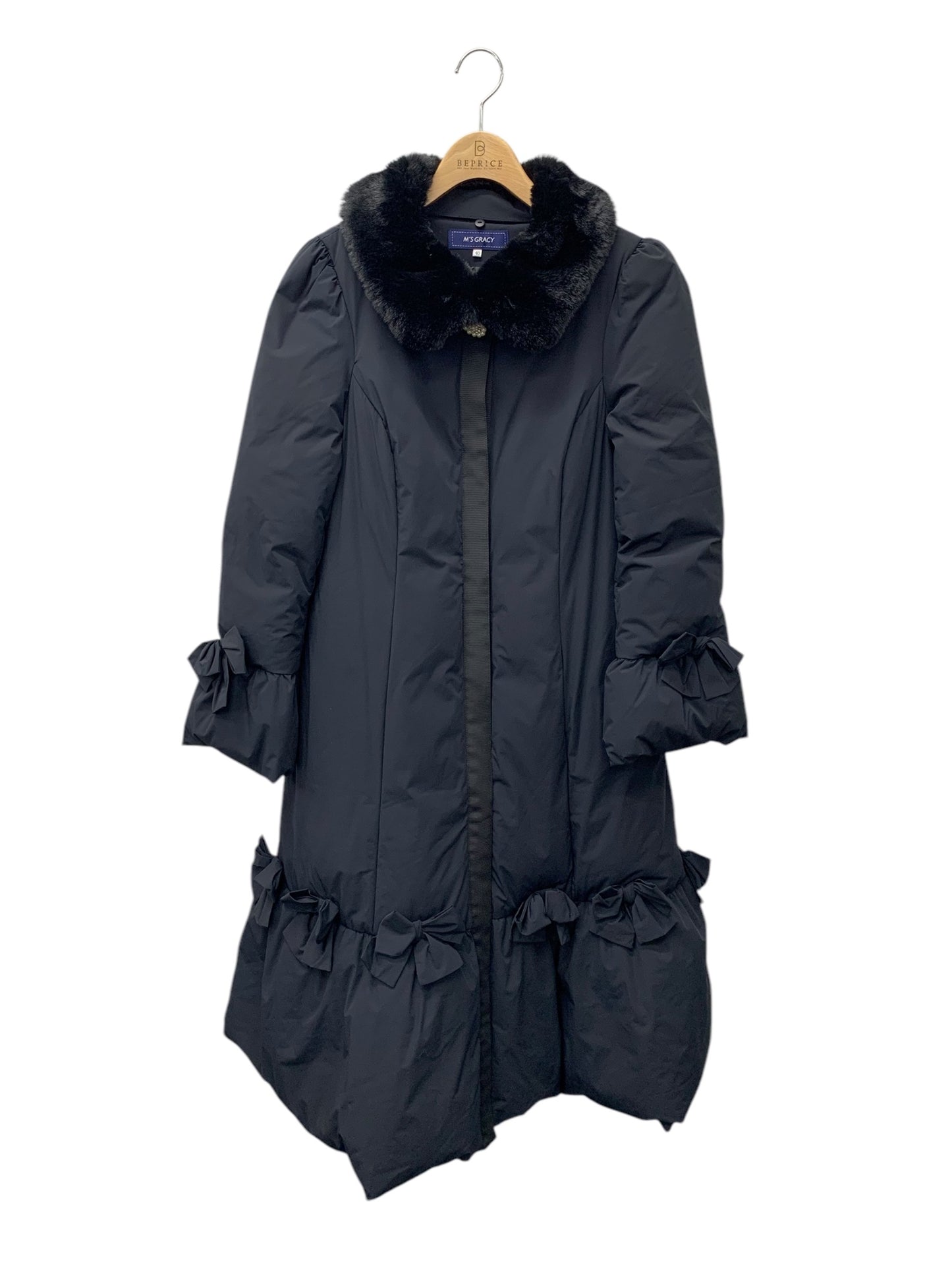 エムズグレイシー ラグジュアリーロングダウンコート 219608 40 ブラック ITUWG80JQGPW