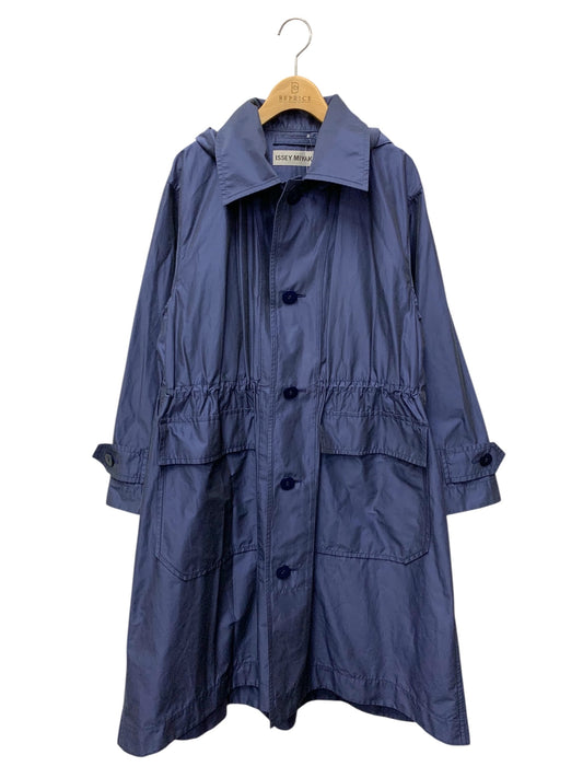 イッセイミヤケ シャンブレー テック コート M13FA048 2 ネイビー 形状記憶素材 撥水加工 ‘21AW IT3ZFZJ6SXAS