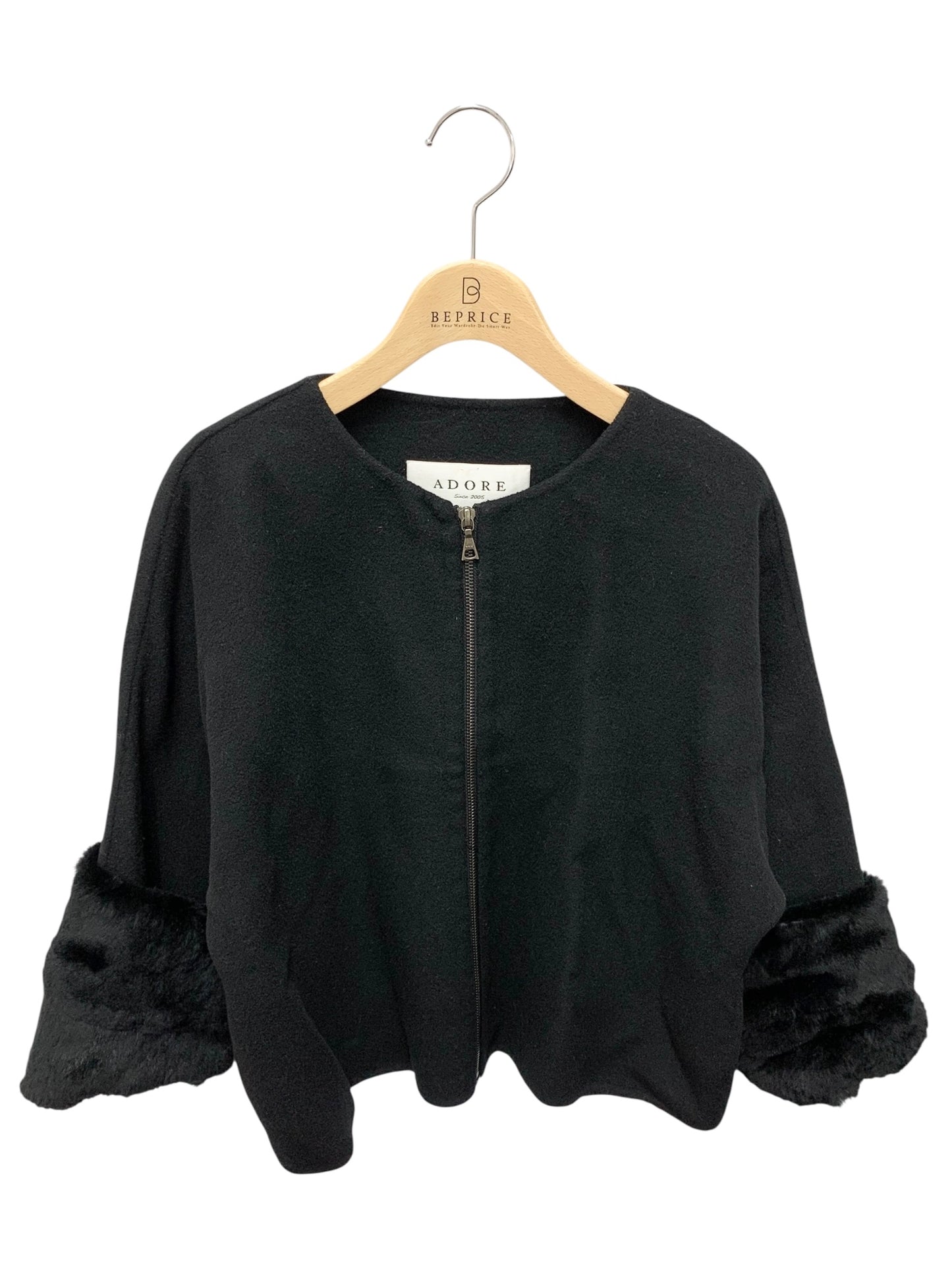 アドーア 531-250015 ジャケット 38 ブラック 2way ラビットファー ITLYLM90OBC7