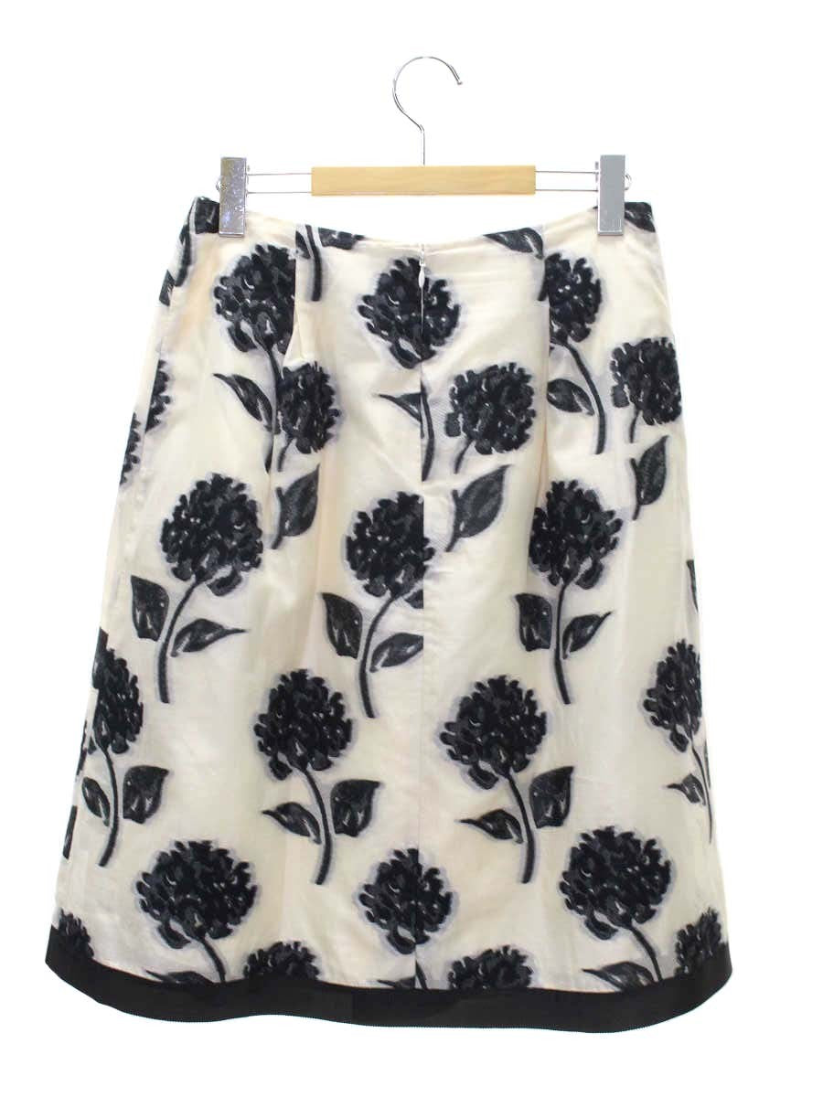 エムズグレイシー 917325 スカート 40 ベージュ フラワーモチーフ フレアー IT5BYNJ61LG8