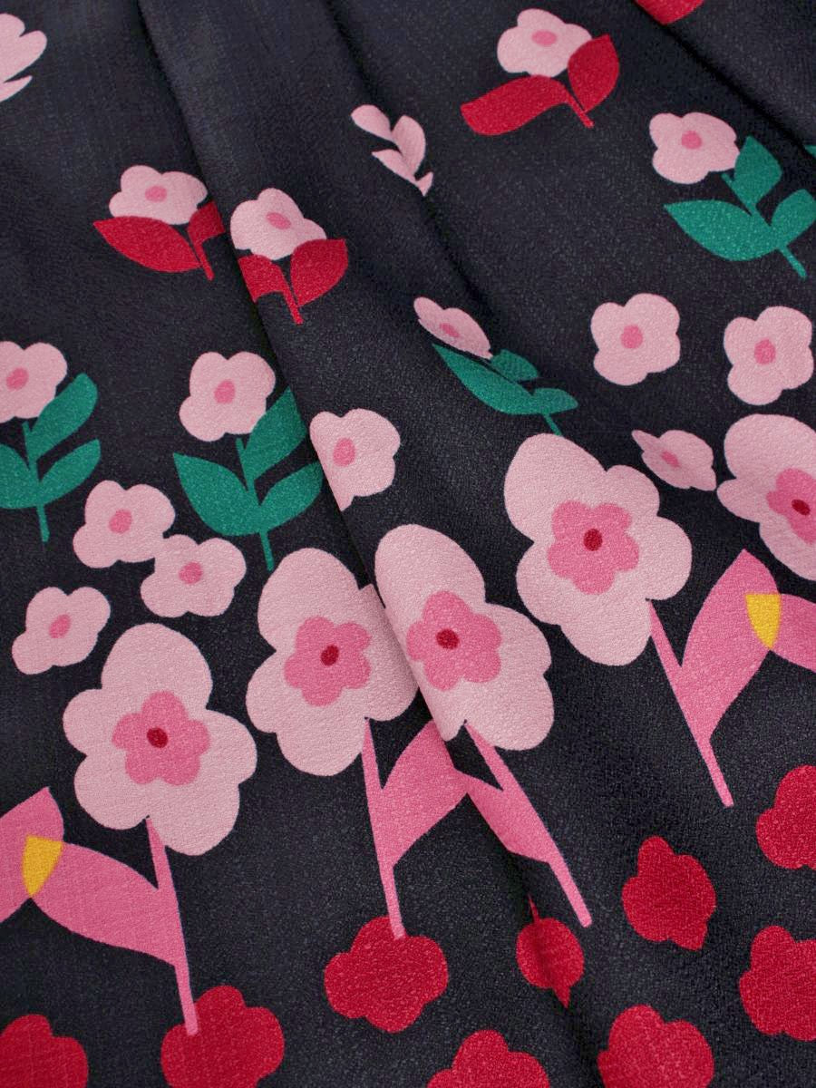 エムズグレイシー  Colorful Flower Skirt 917532 スカート 38 ネイビー フラワーモチーフ ITQH4F9184I0