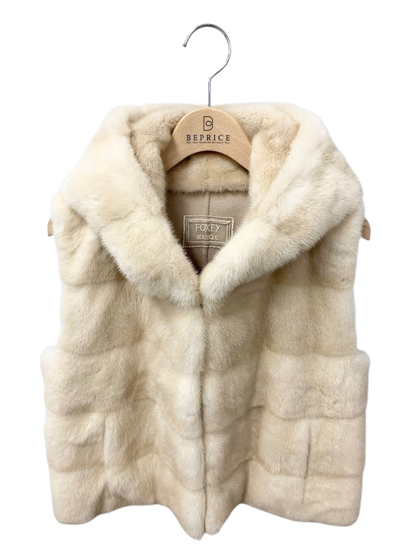 フォクシーブティック Fur Vest Gray Pearl 34923 ジャケット 40 ベージュ ミンクファー リバーシブル ITMBIZ8FN408
