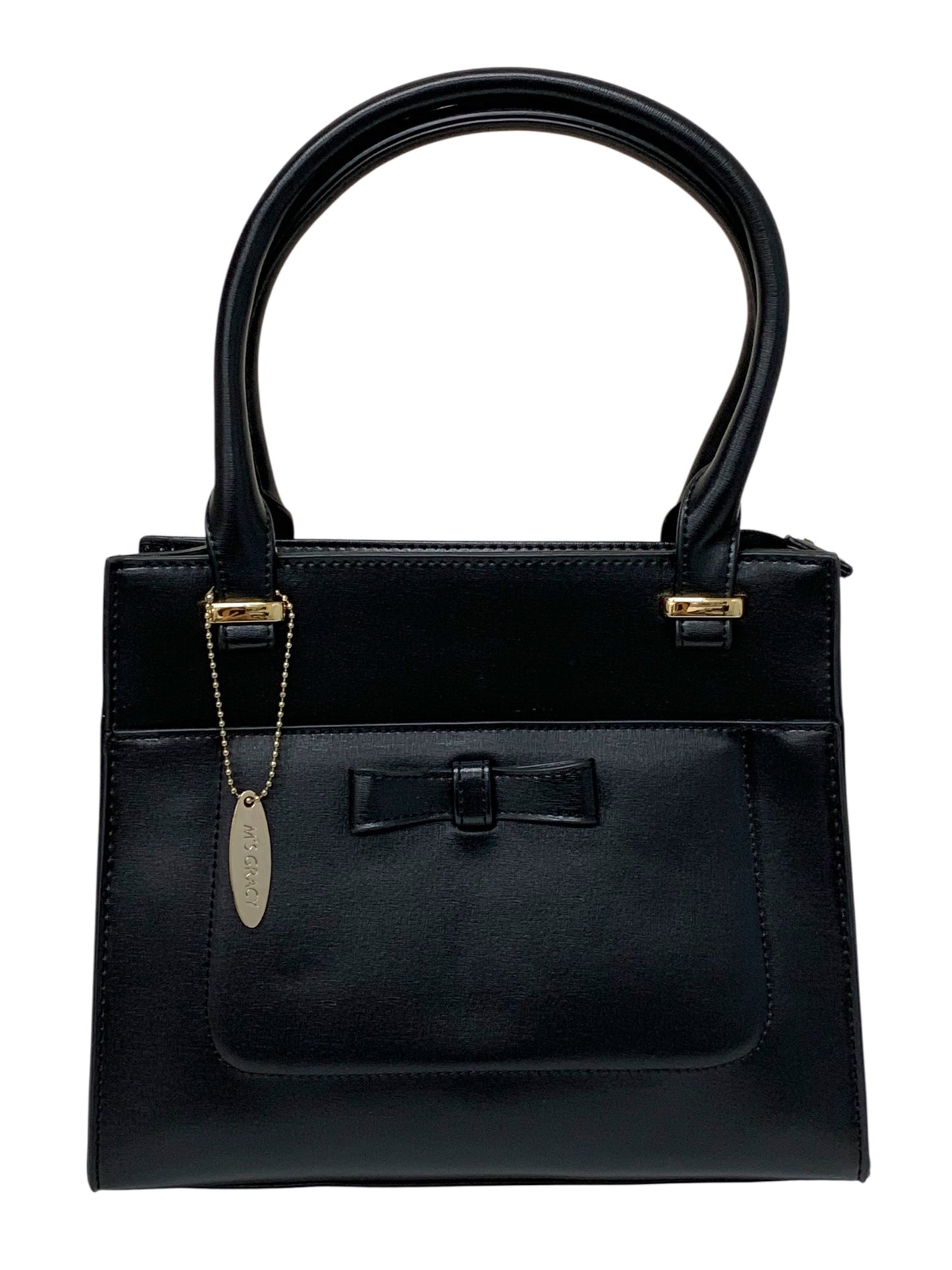 エムズグレイシー 774518 ハンドバッグ ブラック リボン クロコ型押し IT3Y2EJ3GZ6H 【SALE】