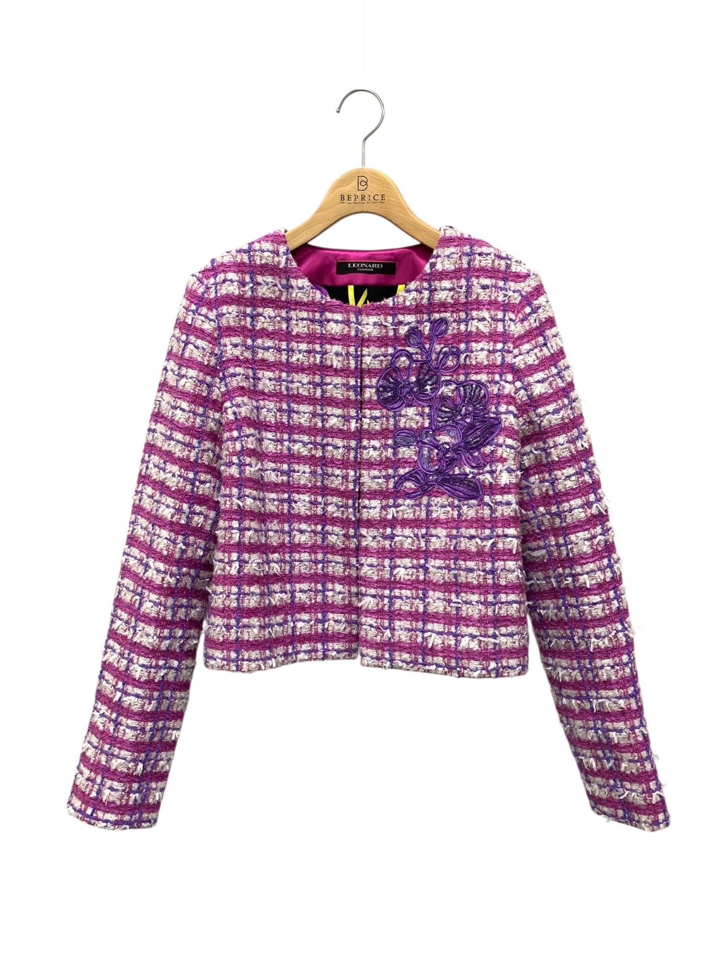レオナールファッション 0331053 ジャケット 38 パープル ツイード スパンコール 24SS ITYJAP5E19RX 【SALE】