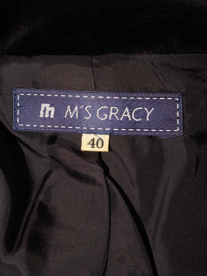 エムズグレイシー 654001 ジャケット 40 ブラック ベロア フリル 1B ITTVEBA8RAO0