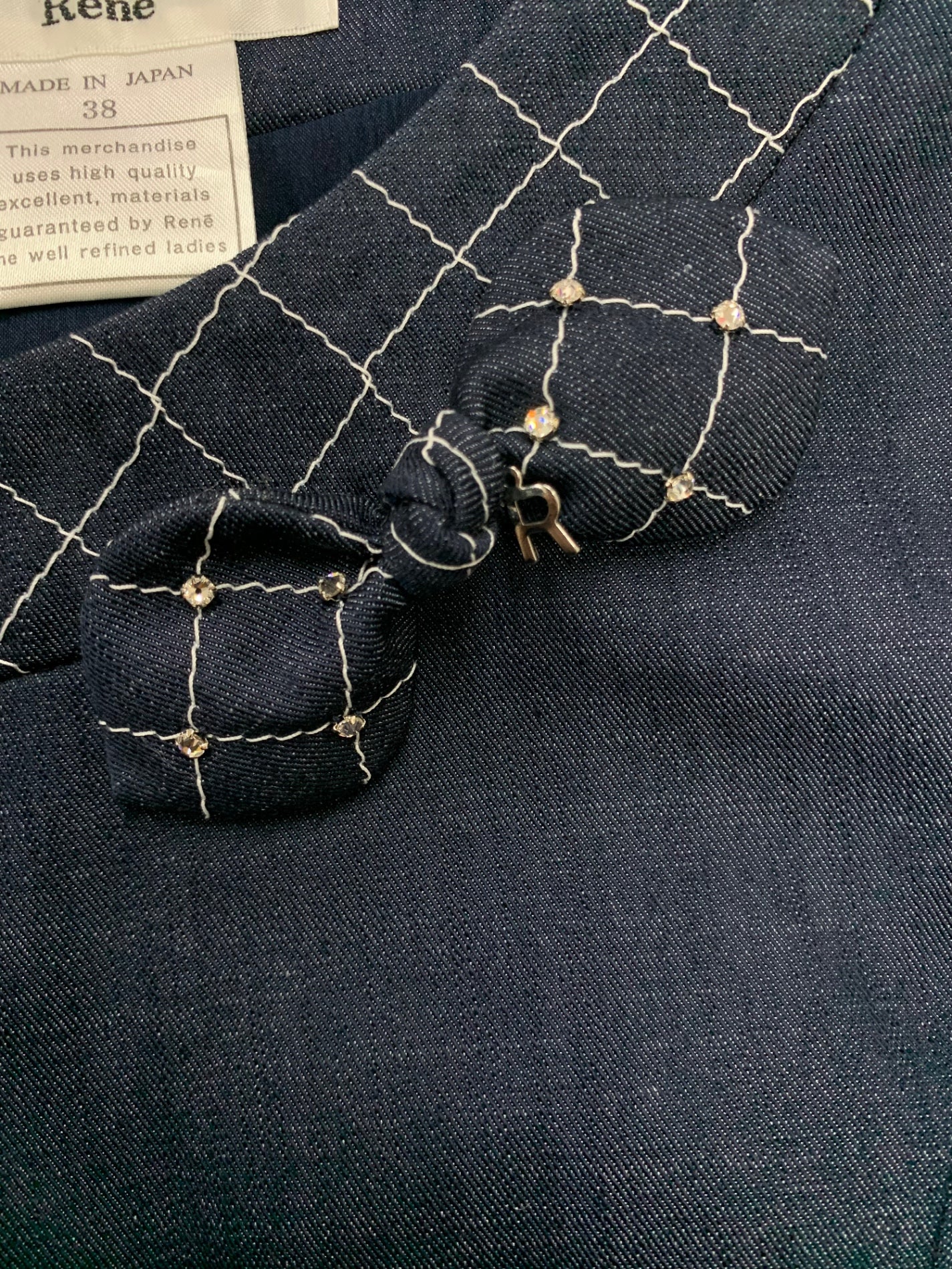 ルネ 6926240 ワンピース 38 ネイビー デニム風 ホワイトステッチ IT22YRLR9UWO