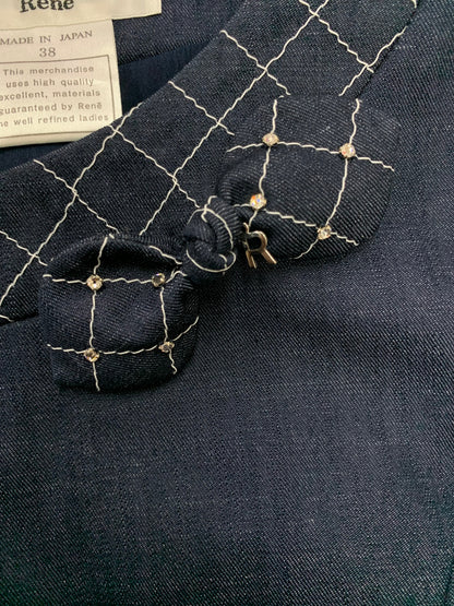 ルネ 6926240 ワンピース 38 ネイビー デニム風 ホワイトステッチ IT22YRLR9UWO