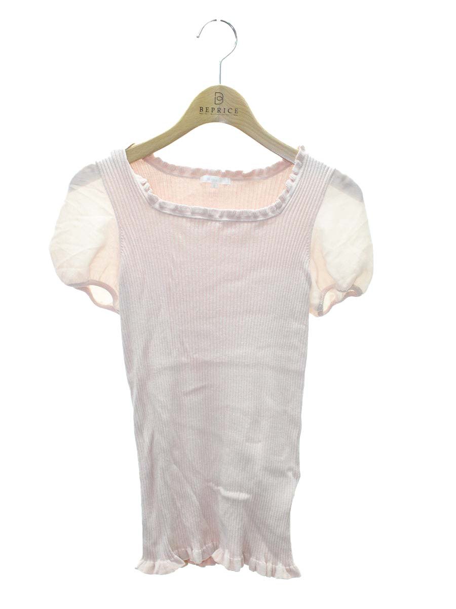 トゥービーシック W5N07-66-12 ニットプルオーバー Ⅱ ピンク フリル シアー袖 リブ IT0R8HRSAUS2