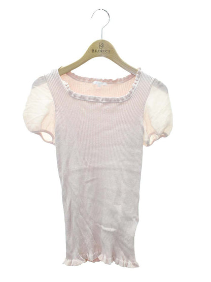 トゥービーシック W5N07-66-12 ニットプルオーバー Ⅱ ピンク フリル シアー袖 リブ IT0R8HRSAUS2