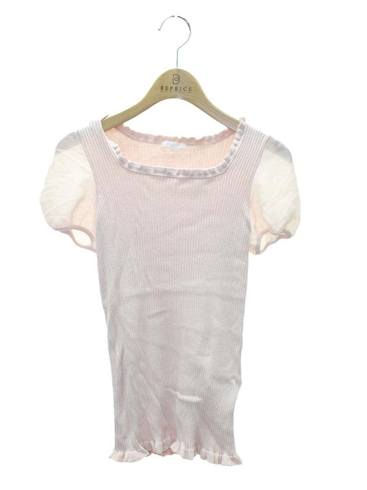 トゥービーシック W5N07-66-12 ニットプルオーバー Ⅱ ピンク フリル シアー袖 リブ IT0R8HRSAUS2