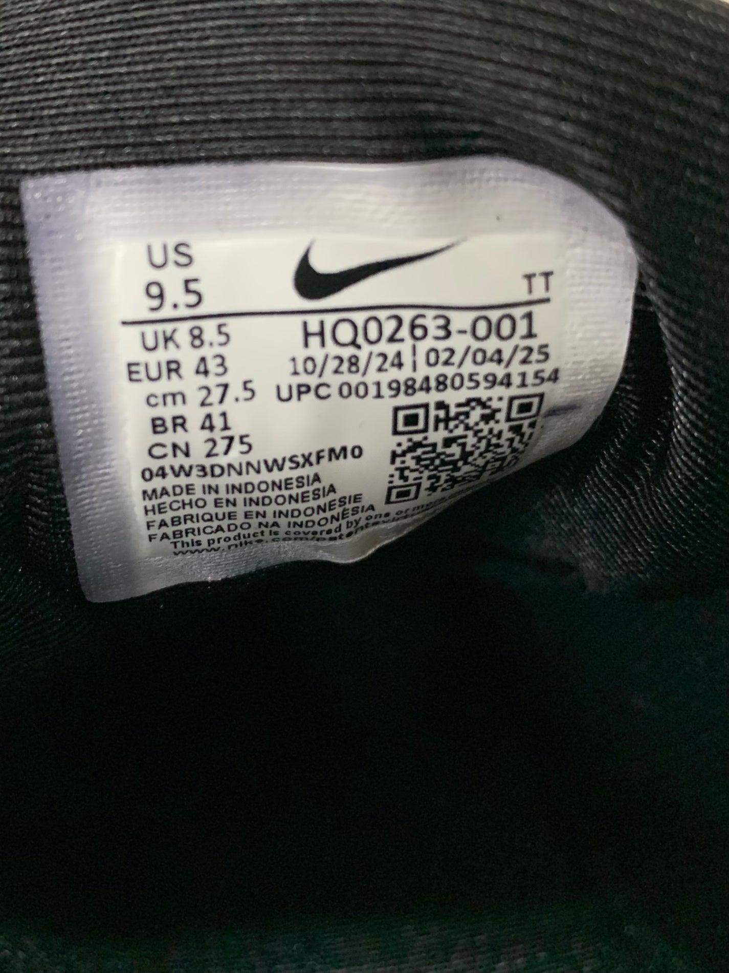 ナイキ エアマックス95 HQ0263-001 スニーカー 27.5 ブラック ワークスアウト コラボモデル IT1PER7H24JO 【SALE】