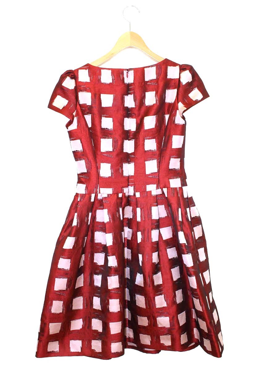 エムズグレイシー Check Jacquard Dress 811525 ワンピース 36 レッド チェック ITZ4HCQ6D5Z0