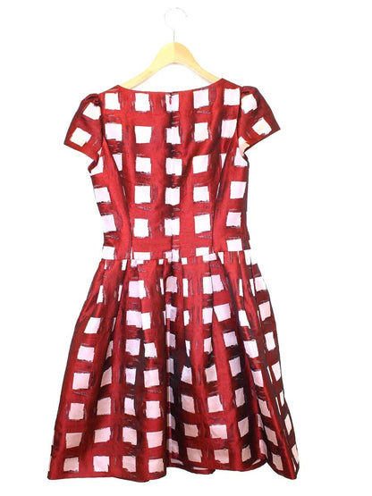 エムズグレイシー Check Jacquard Dress 811525 ワンピース 36 レッド チェック ITZ4HCQ6D5Z0