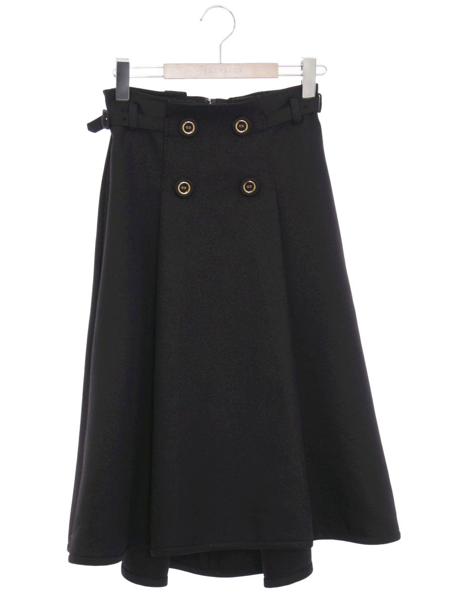 エムズグレイシー 917512 スカート 36 ブラック サイドベルト ボタン ITXMV38TK77W
