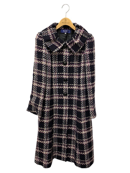 エムズグレイシー 019518 コート 38 ネイビー ツイード チェック柄 ITRNC4TGHRNW 【SALE】