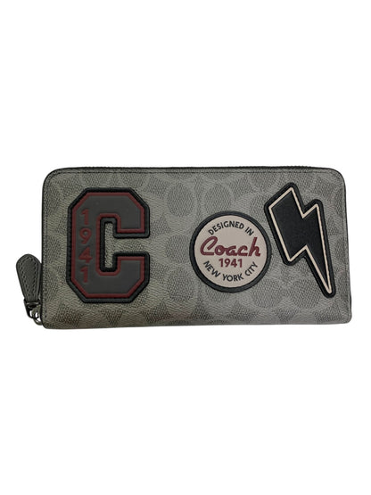 コーチ アコーディオンウォレット シグネチャー キャンバス パッチ CCG35 グレー ラウンドファスナー IT3ODH6X3KJ0