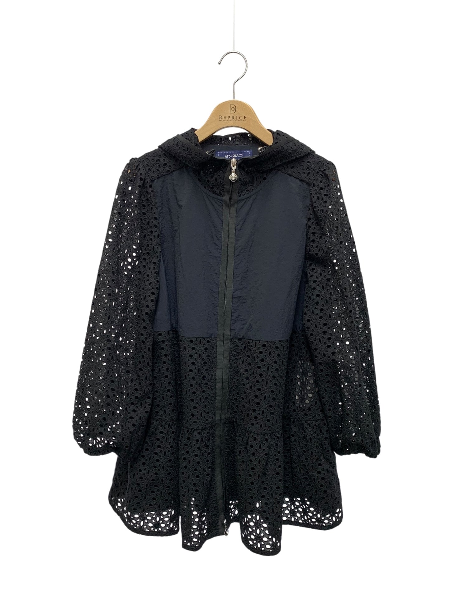 エムズグレイシー 514310 アウター 40 ネイビー レース フード 花 IT4WW1TTSBAU 【SALE】