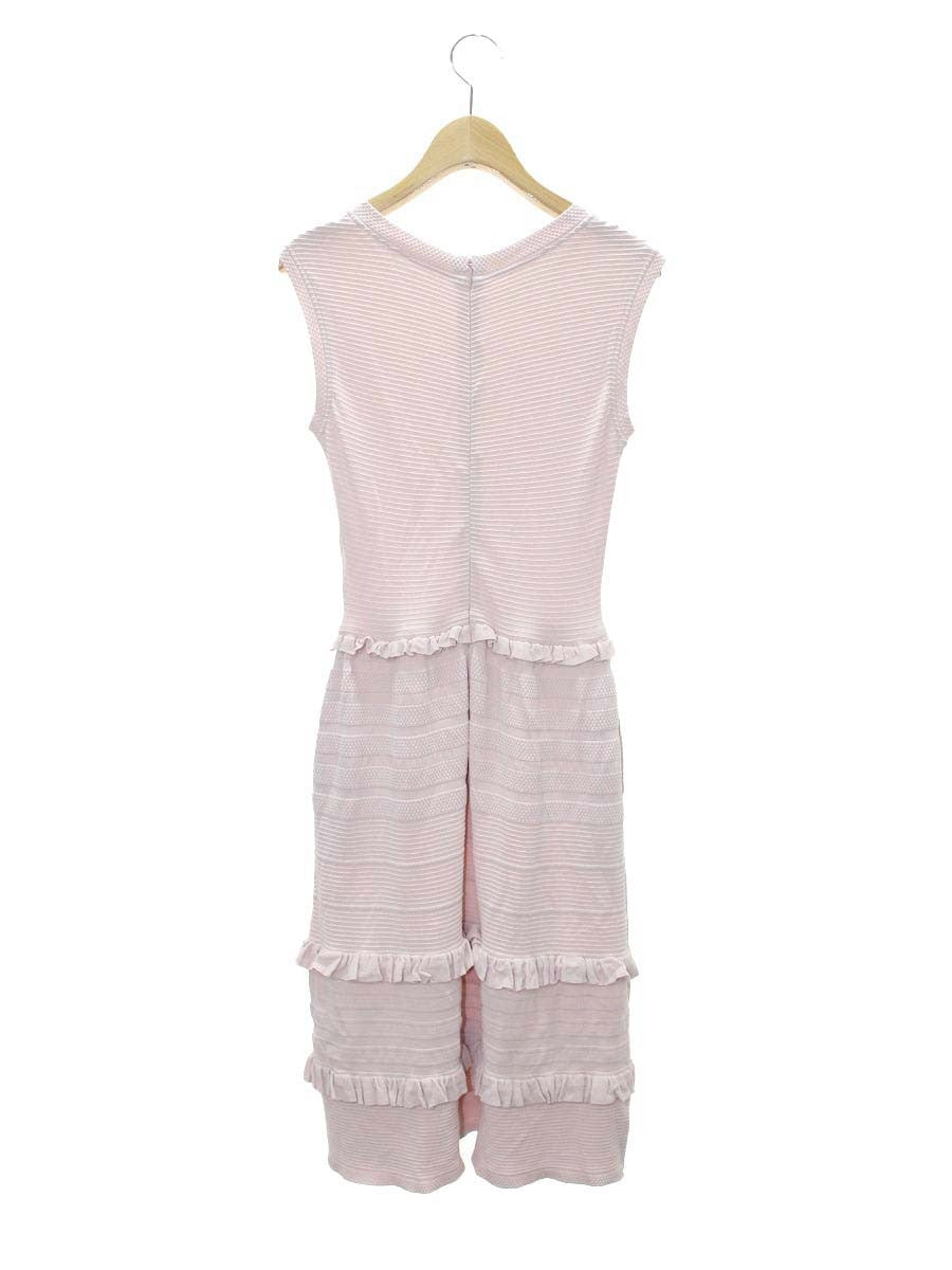 ルネ 6822100 ニットワンピース 34 ピンク フリル バックジップ クルーネック ITINWGF9H9YG 【SALE】