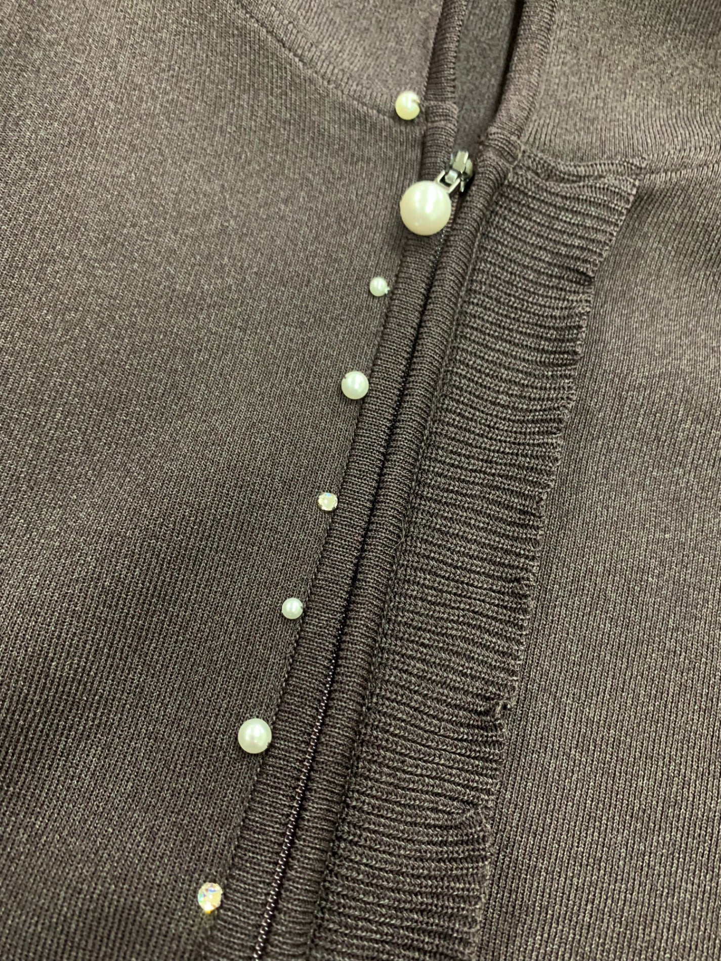 ルネ 6832370 パーカー 38 ブラウン パール ラインストーン Wジップ IT2IQ39XSAMC