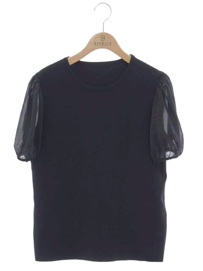 フォクシーブティック ニットトップ フローラパフ 37161 カットソー 42 ネイビー IT2VNWIZMOT4