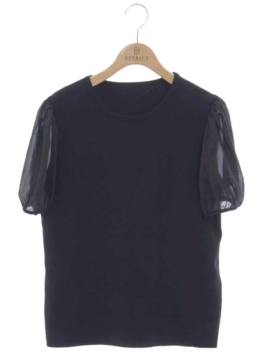 フォクシーブティック ニットトップ フローラパフ 37161 カットソー 42 ネイビー IT2VNWIZMOT4