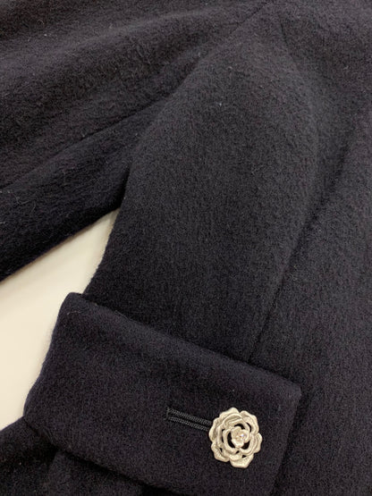 エムズグレイシー 0200 ジャケット 38 ネイビー カメリアボタン Ｗジップ ウール ITEYN1LU8M2O